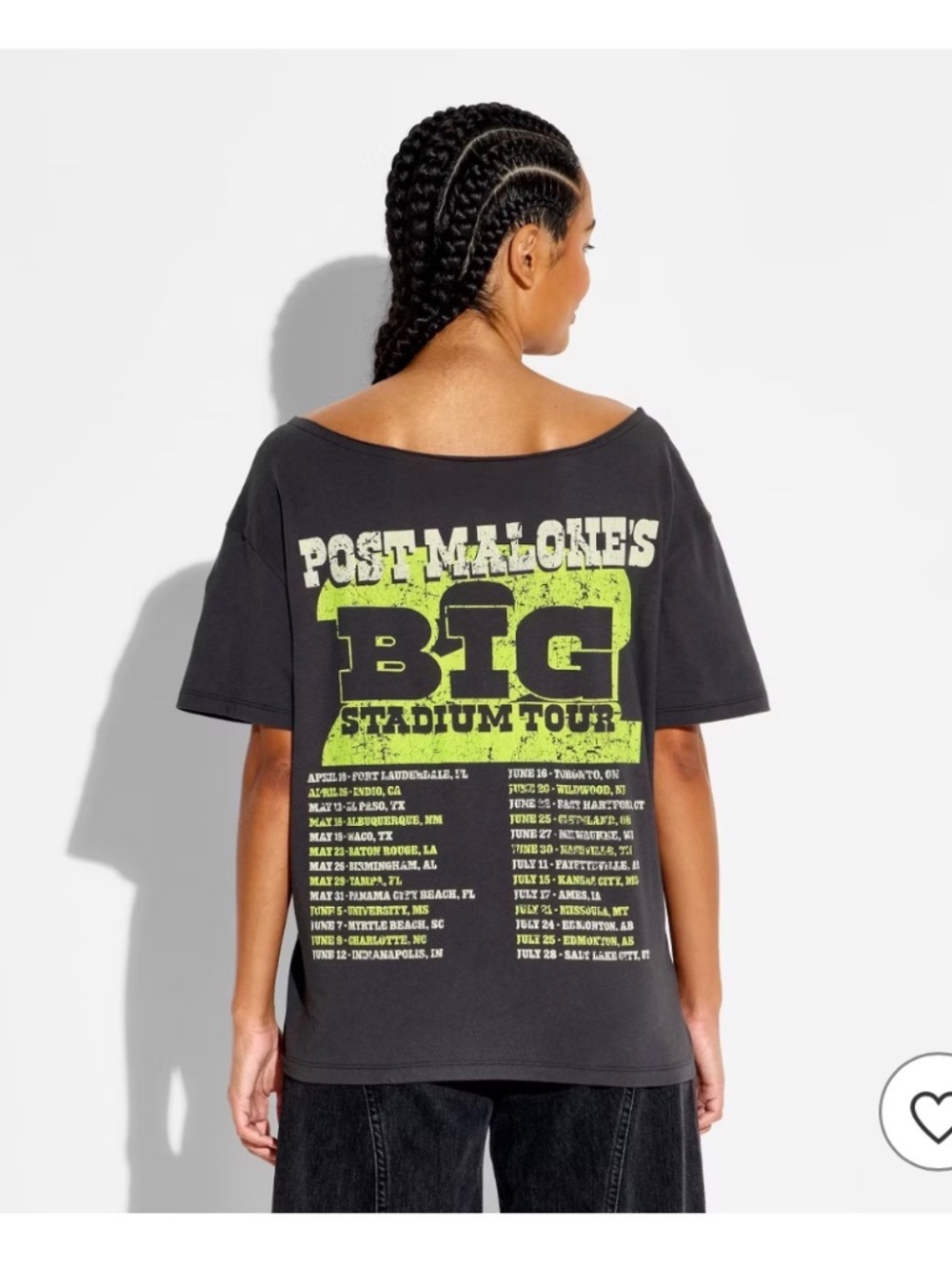 Post Malone The Big Stadium Tour Off The Shoulder Graphic T-Shirt 1X Oversized⁠